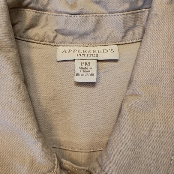 Appleseed's Long Sleeve Button Down Blazer Size Petite Medium Pink Floral Khaki - Picture 9 of 14